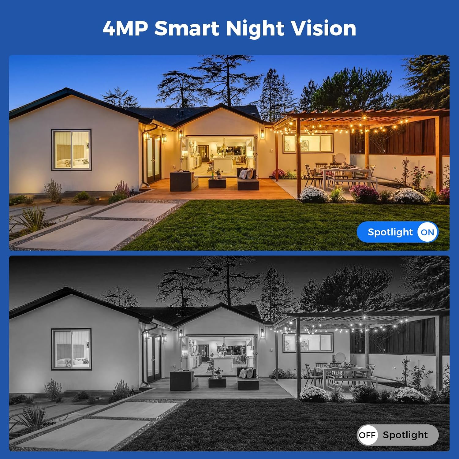 Hiseeu Solar Security Camera Outdoor,4MP 4 Cam-Kit, Wireless Security Cameras System Home Surveillance,Solar-Powered,Color Night Vision,360° View Pan & Tilt,2.4GHz WiFi,1TB Storage No Subscription
