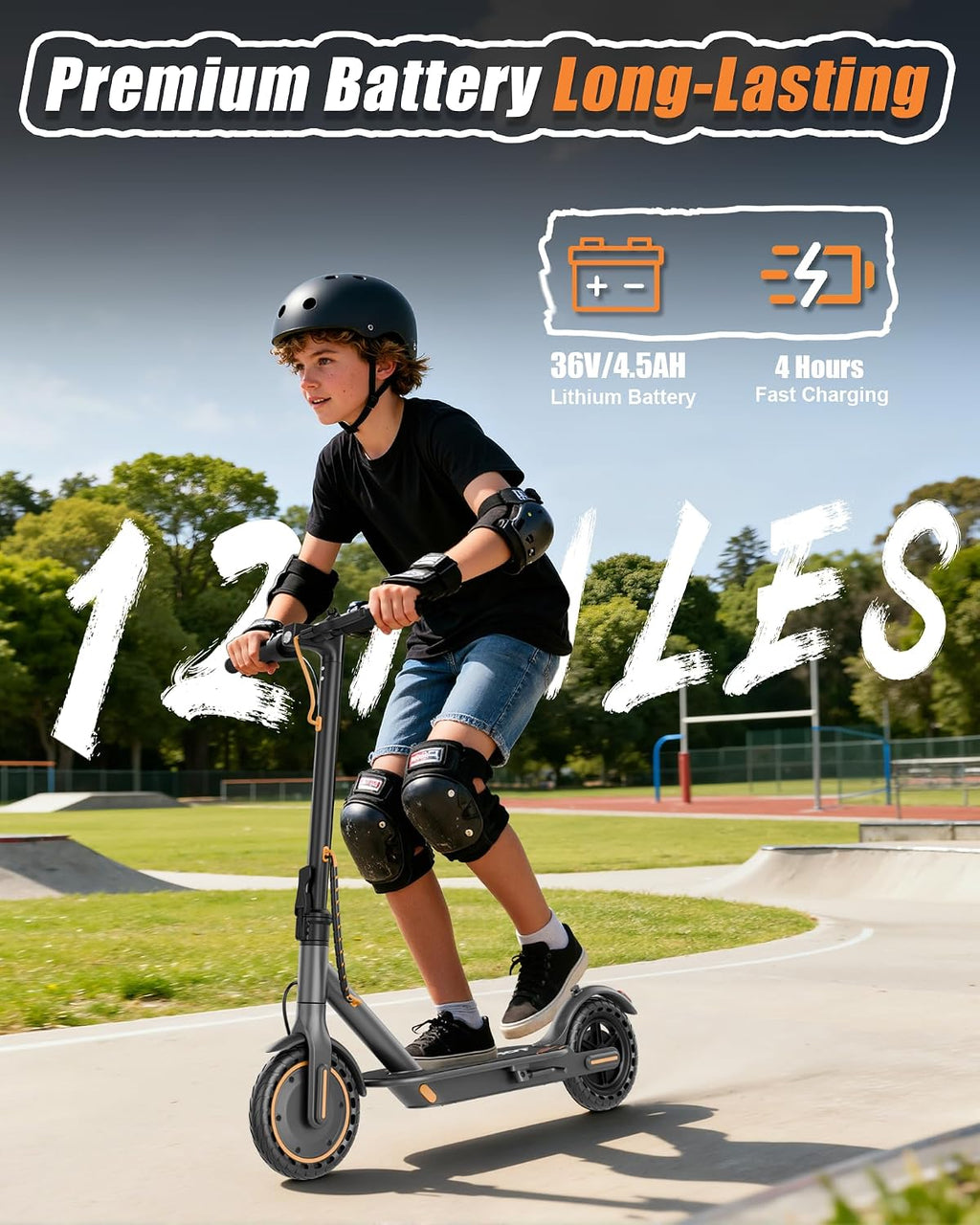 Maxshot Electric Scooter, 8.5' /10' /14' Tire, 16/19/22 Mph Top Speed, 12/16/21/27/28/49/50 Miles Long Range, Folding Escooter for Adults and Kids with Seat Bag, Dual Braking, Dual Suspension, App