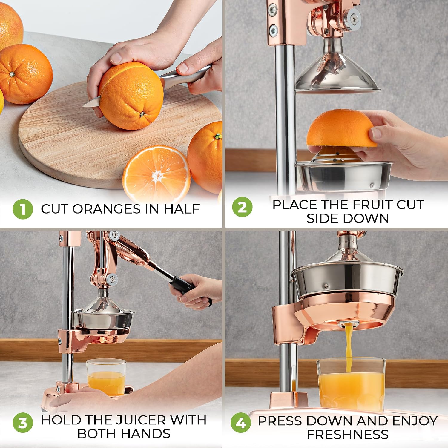 Zulay Professional Citrus Juicer - Premium Manual Citrus Press and Orange Squeezer - Metal Lemon & Lime Squeezer - Extra Tall Heavy Duty Cast Iron Manual, Rose Gold