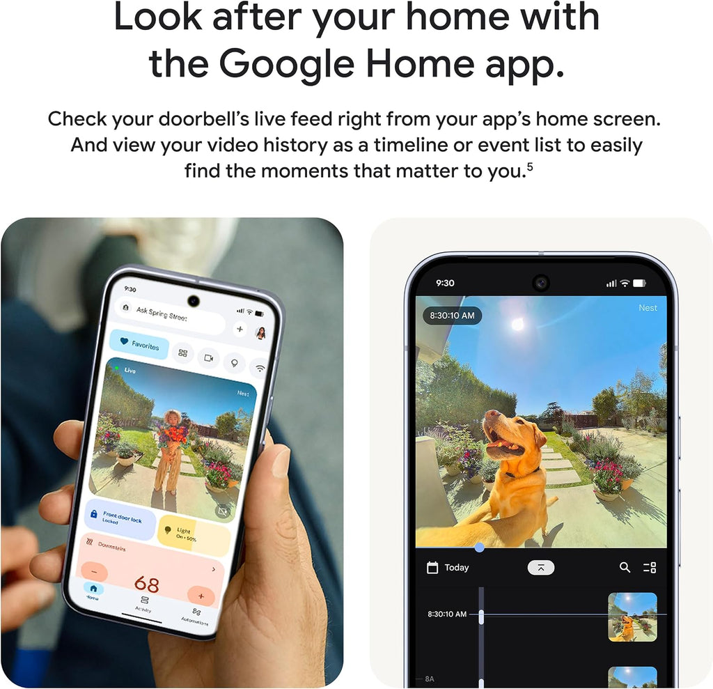 Google Nest Doorbell (Wired, 3rd Gen) - 2K Video and Gemini, Live View, Night Vision, 2-Way Audio - Works with Google Home - 2025 Model - Linen