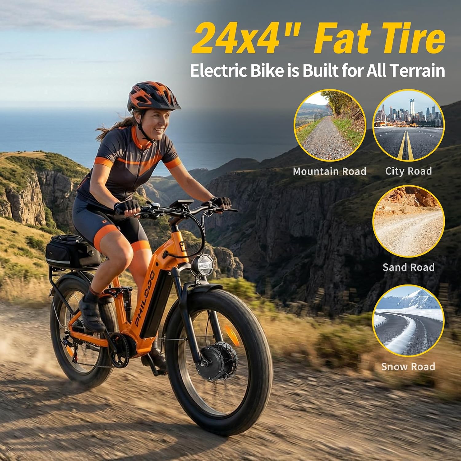 5000w Dual Motor E-Bike 60V Electric Bike for Adults,45 MiIe P-Hour Full Suspension Hydraulic Disc Brakes EBike,26/24x4 Fat Tires Mountain Bikes for All Terrain Snow/Sand