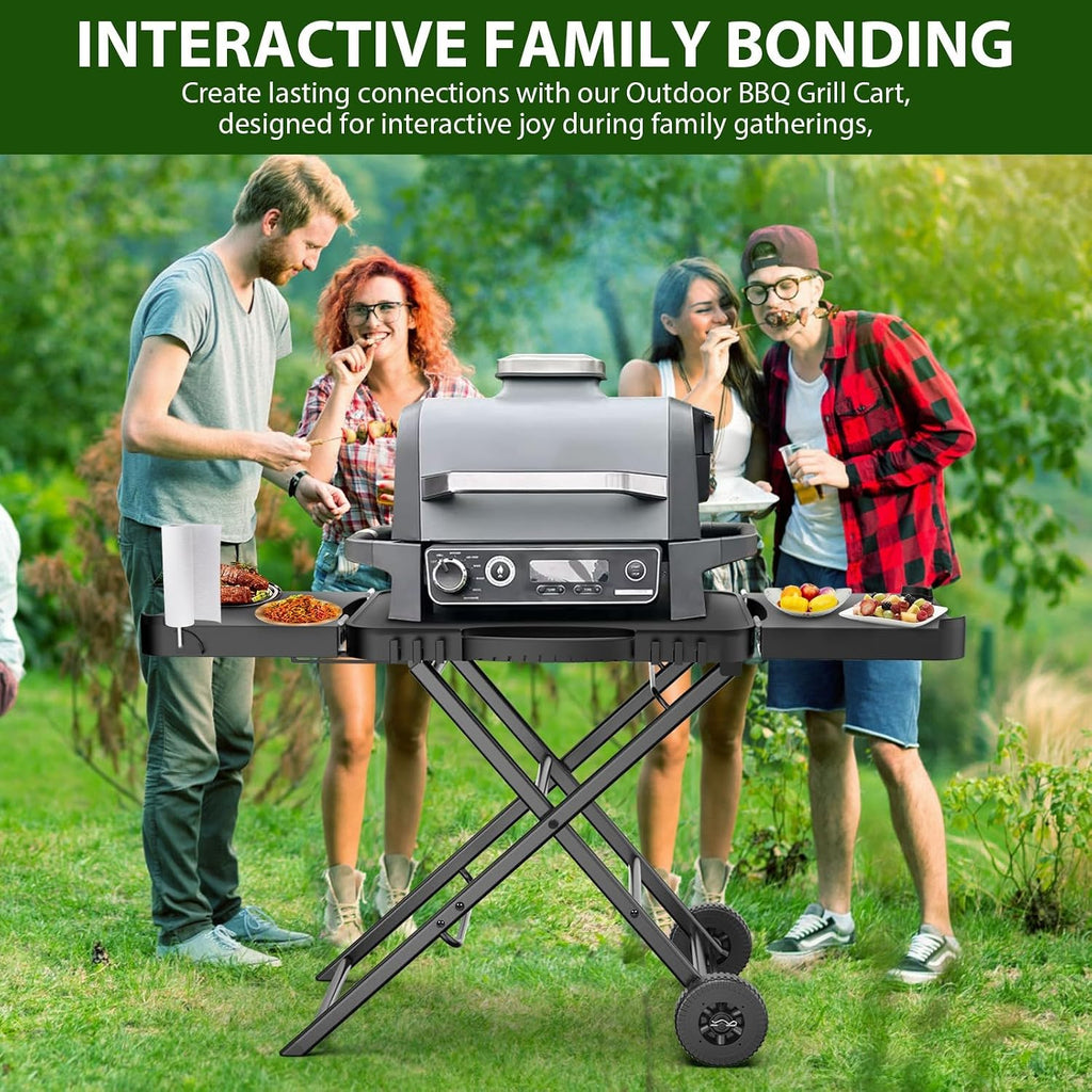Portable Indoor Grill Table Stand for Ninja Woodfire Outdoor Grill(OG701 OG850 OG951 Series), 51in Large Space, Folding Camping Tailgating Table for Blackstone Griddle/Onni Pizza Oven,2 Wheels