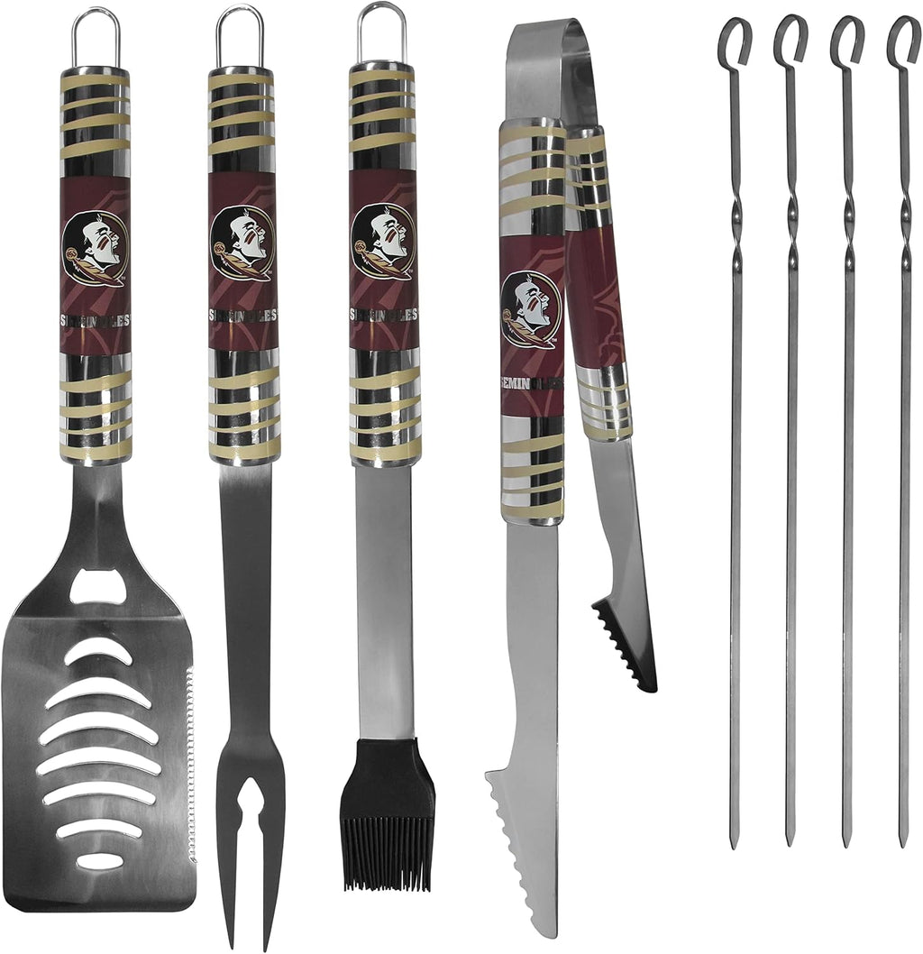 NCAA Siskiyou Sports Fan Shop Florida State Seminoles Steel Tailgater BBQ Set w/Case 8 piece Gray