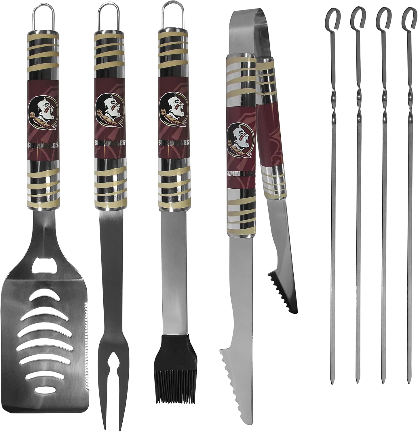 NCAA Siskiyou Sports Fan Shop Florida State Seminoles Steel Tailgater BBQ Set w/Case 8 piece Gray