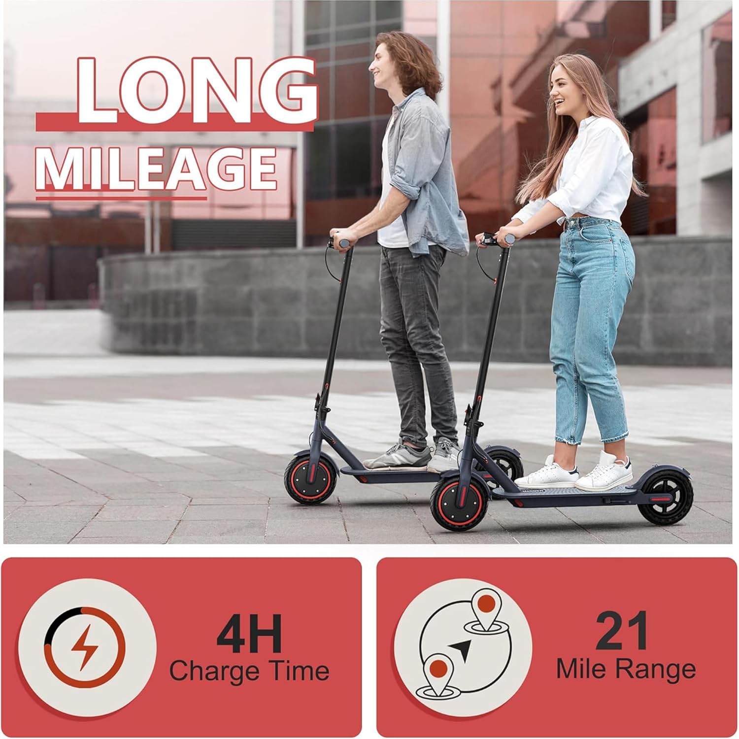 MAXSHOT Electric Scooter for Adults, 8.5/10/14' Tires, 19/22Mph, 350W/500W Motor, 21-28 Miles Range, Folding E-Scooter with Dual Suspension,APP Contro