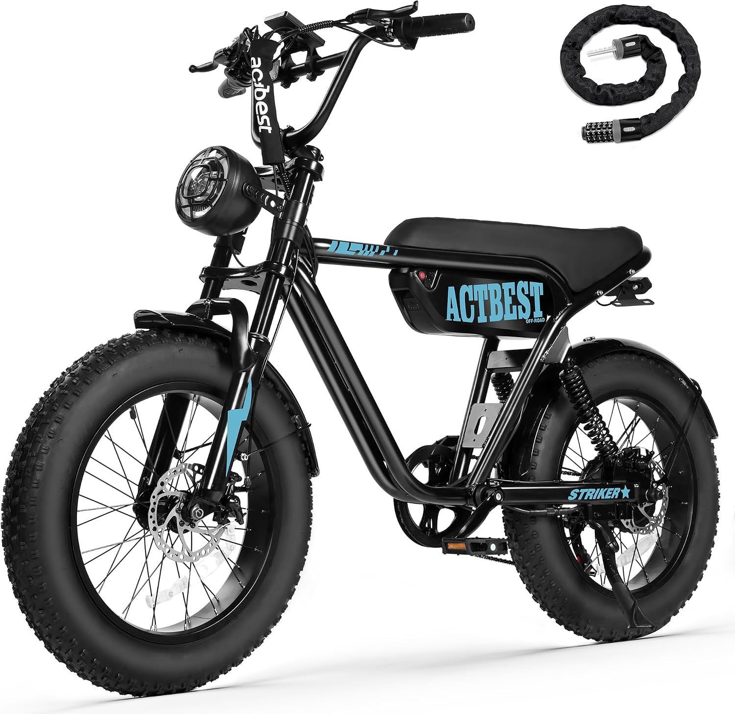 ACTBEST 16'/20'/26' Fat Tire Electric Bike for Adults/Teens, 1200W/1500W Peak Motor, 25MPH/28MPH & 55-75 Miles Long Range, Full Suspension All-Terrain eBike for Mountain,Snow,Sand