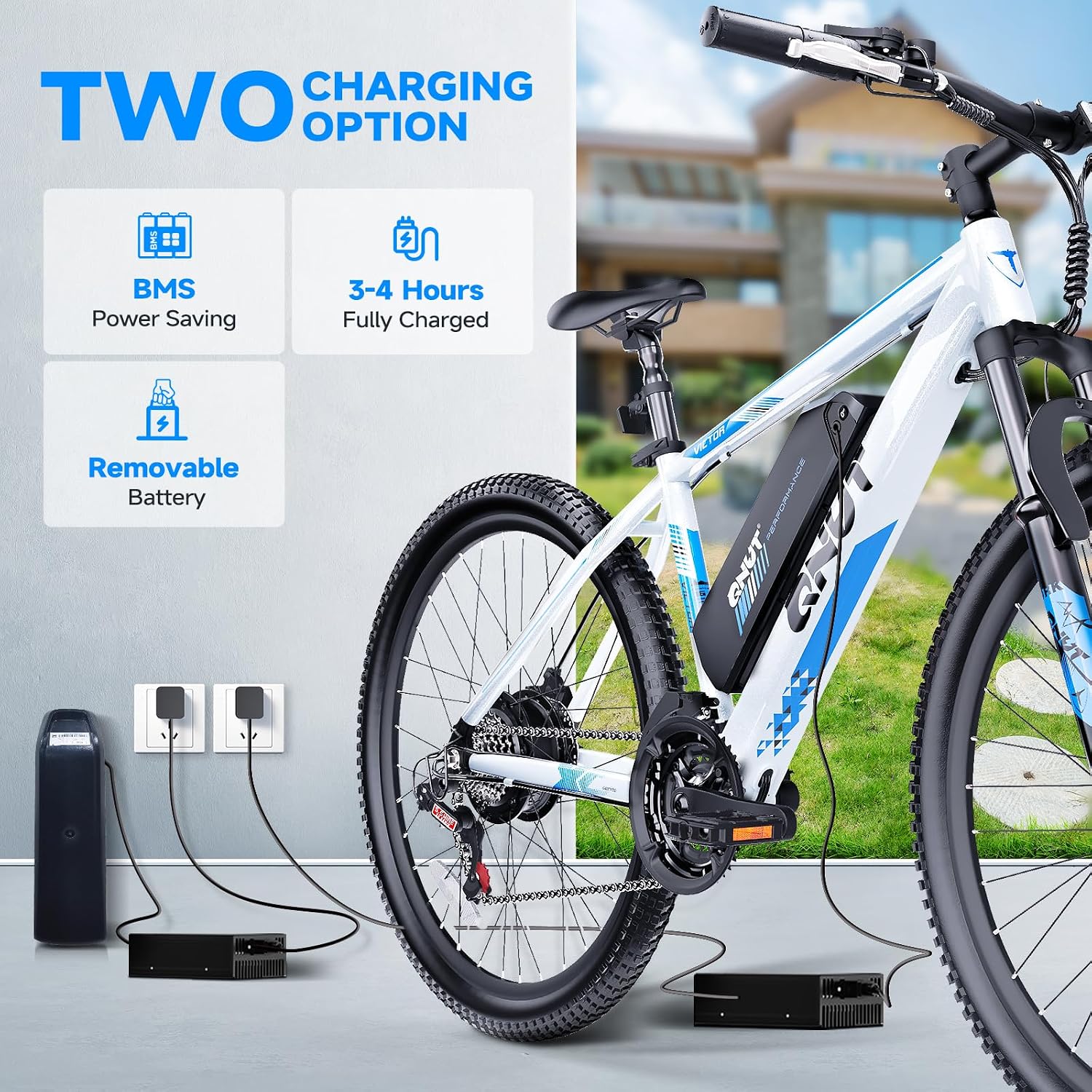 Totem Electric Bike for Adults, 750W Peak 26' Ebike for Men Women Teens with 375WH Babttery 21 Speed 20Mph, Up to 40Miles Front Suspension, Commuting E-Bike Mountain Bicycle