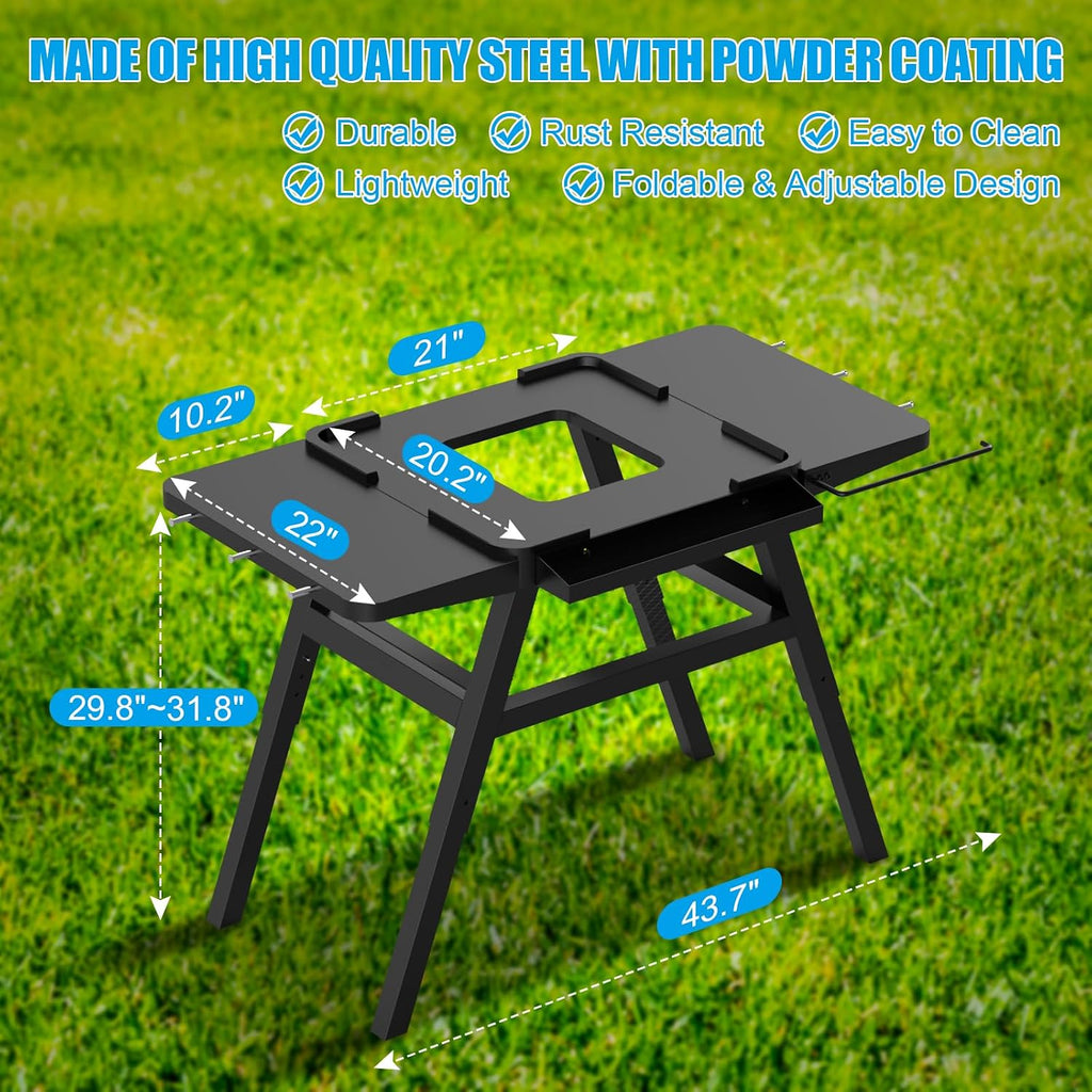 Grill Stand for Ninja Woodfire Outdoor Grills, Portable Adjustable Grill Cart Table for Ninja XSKUNSTAND OG700 OG800 OG900 OO101 Series & for Artisan MO201 Pizza Oven Stand Accessories with Shelves