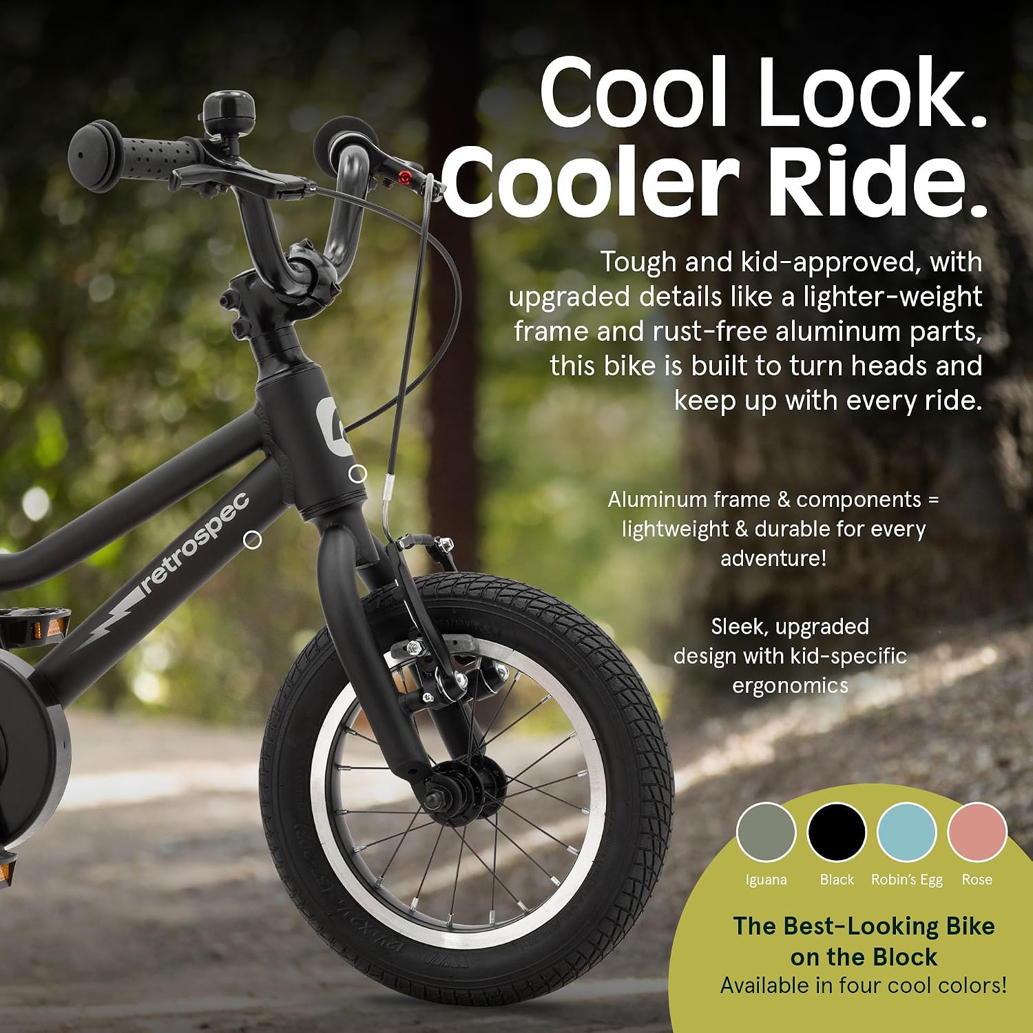 Retrospec Koda Plus Kids Bike for Boys & Girls Ages 2-3 Years - Children's Bicycle, Adjustable Seat & Handlebars, Removable Training Wheels, Front Hand Brakes, Rear Coaster Brake & Safety Bell