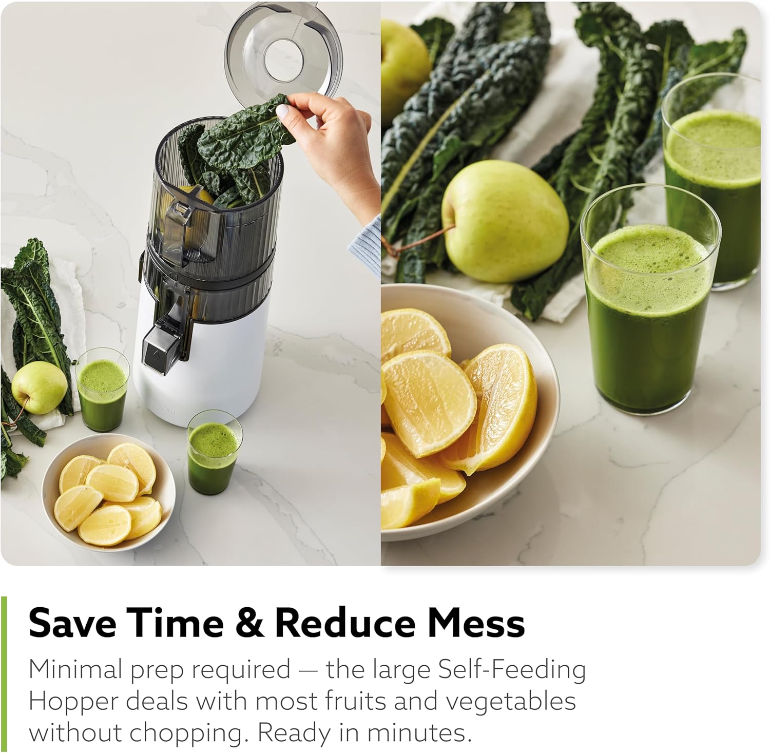 Hurom H70 Cold Press Juicer Machine, Easy to Clean Masticating Slow Juicer, Ideal Balance of Size and Function, Compact, Strainer Free, Self Feeding, Hands Free, with Wide Mouth Hopper (White)