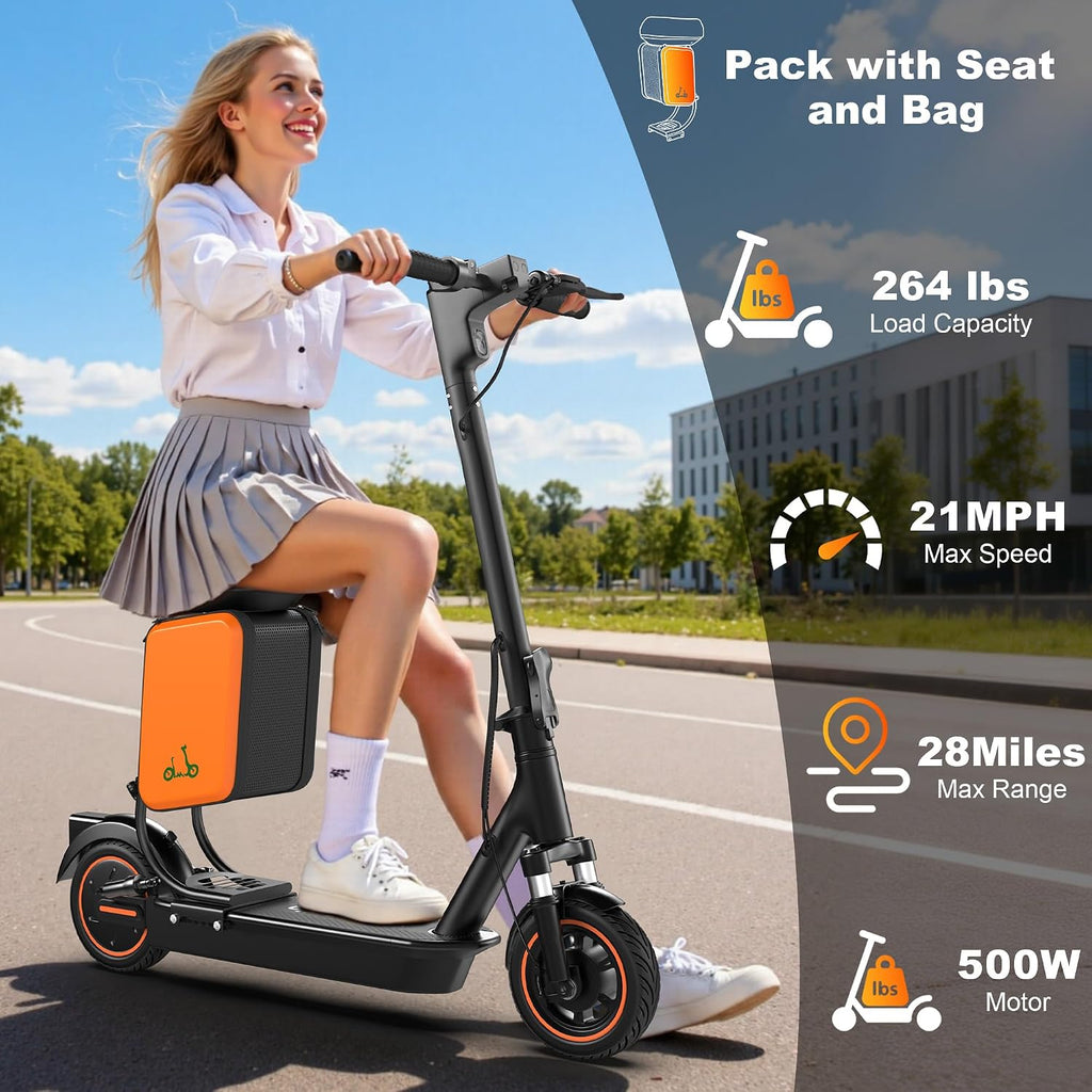 Electric Scooter, 350W-500W Motor, 19 MPH to 22MPH, 15-41 Miles Range, Dual Suspension, Dual Braking, App Control, Foldable Commuter E Scooter for Adults and Teens