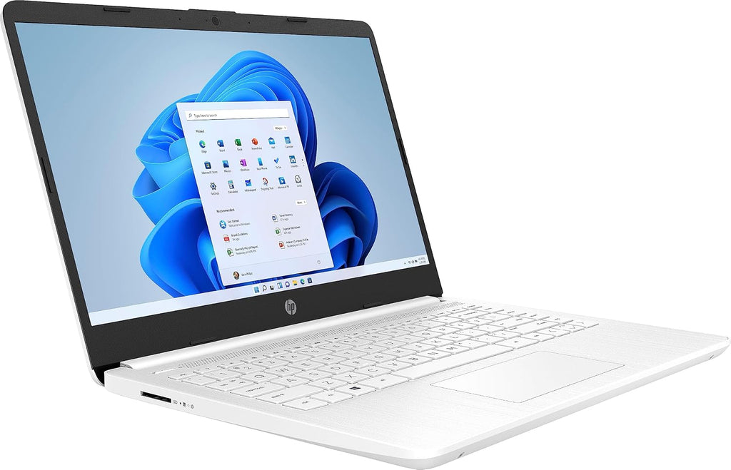 HP New 14' HD Light Thin Laptop Student Business, Quad-Core Intel N4120, 8GB RAM, 192GB (64GB eMMC+ 128GB Card), Webcam, Wi-Fi, Long Battery, Windows 11S + 1 Year Office 365, White+MarxsolAccessory