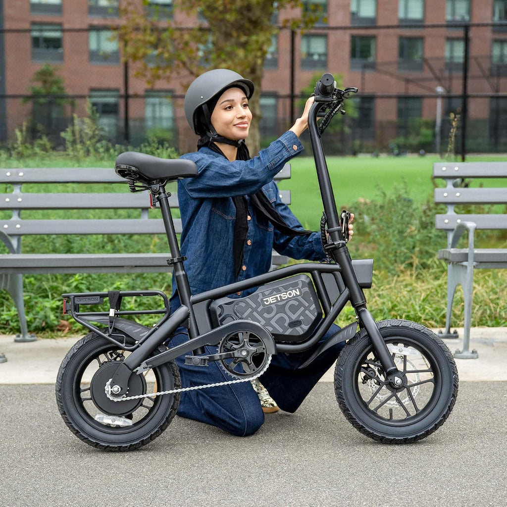 Jetson Bolt Electric Bike, Foot Pegs, Easy-Folding, Built-in Carrying Handle, Twist Throttle, Cruise Control, Up to 15.5 MPH, Range Up to 15 Miles, Ages 13+