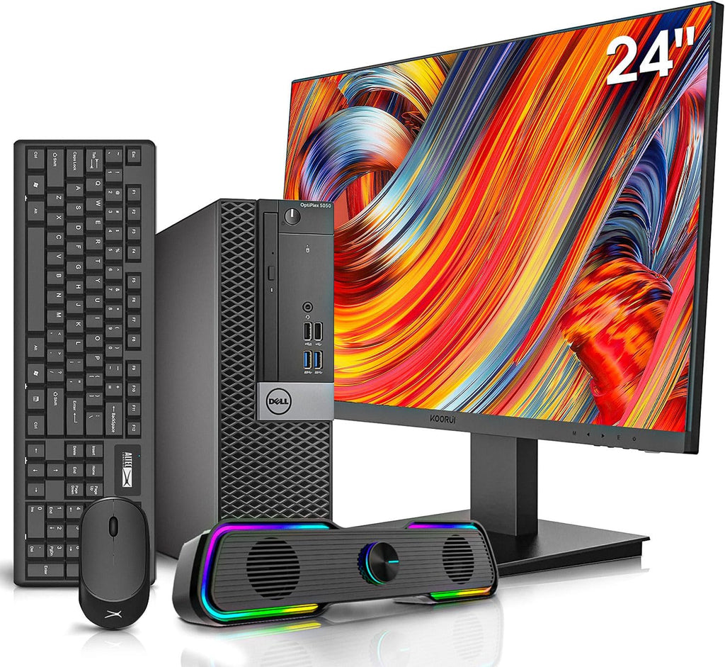 Dell OptiPlex 5050 Desktop Computers with 24' Monitor PC Bundle,Intel i7-6700 3.4GHz,32GB DDR4 Ram New 512GB M.2 NVMe SSD,Intel AX200 Built-in WiFi 6,Bluetooth 5.2,HDMI,Windows 11 Pro (Renewed)