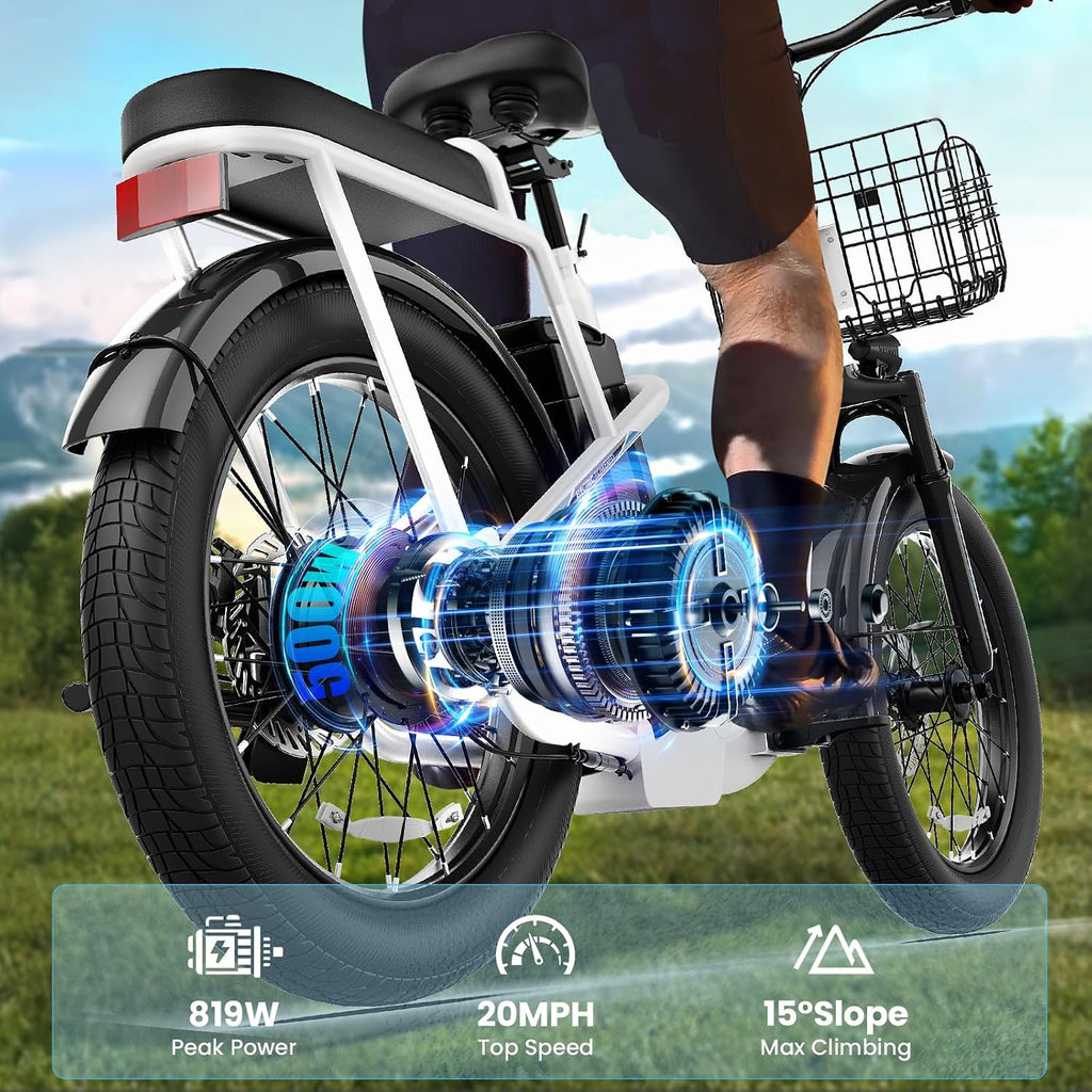 Caroma Peak 1200W/800W/500W/ Electric Scooter with Seat, 20' Off-Road Tires, 15/25/30Miles Range, 20MPH Top Speed, Adjustable Electric Scooter for Adults with Basket, Adults Ebike for Commuting