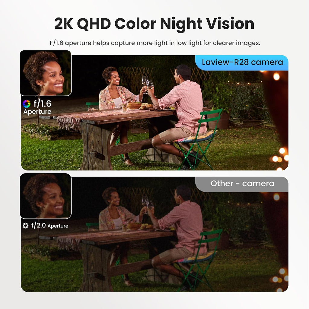 LaView 2K 3MP Solar Security Cameras Wireless Outdoor, Cameras for Home Security, 360° Pan & Tilt Rechargeable Battery Outdoor Camera, IP65, Color Night Vision, Two-Way Audio, Work with Alexa(2 Pack)