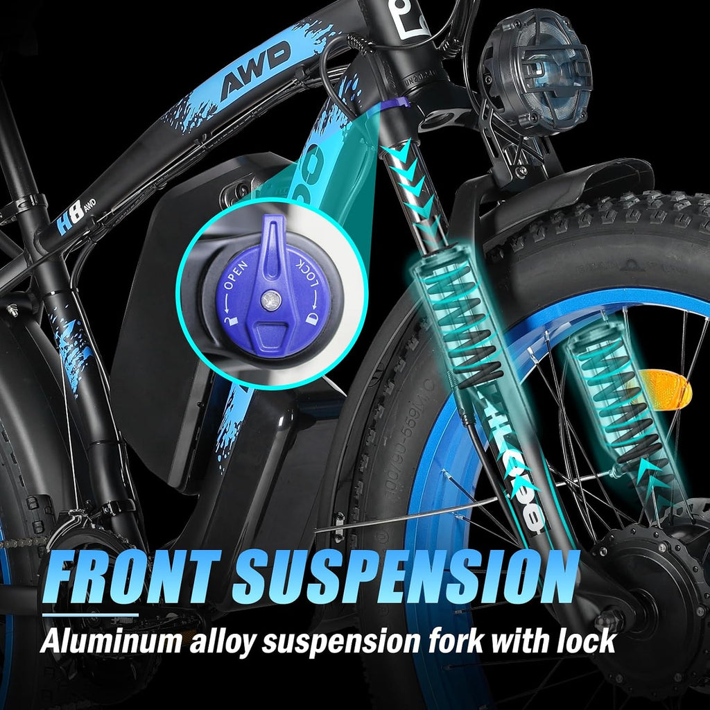 5000w Dual Motor Electric Bicycles, 60V Battery E-Bike with 45 MiIe P-Hour Electric Bike for Adults, 26 Fat Tire Hunting Ebike for All Terrain, Full Suspension Electric Ebike