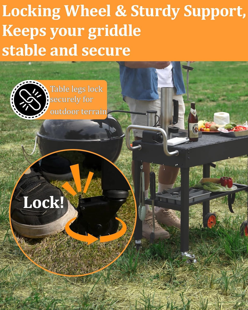 Grill Table For Blackstone Griddle 22 and 17 Inch, Grill Carts and 22 inch Griddle Cover, Foldable Quickly Blackstone Stand Suitable for Travel/Camping And Outdoor Meals