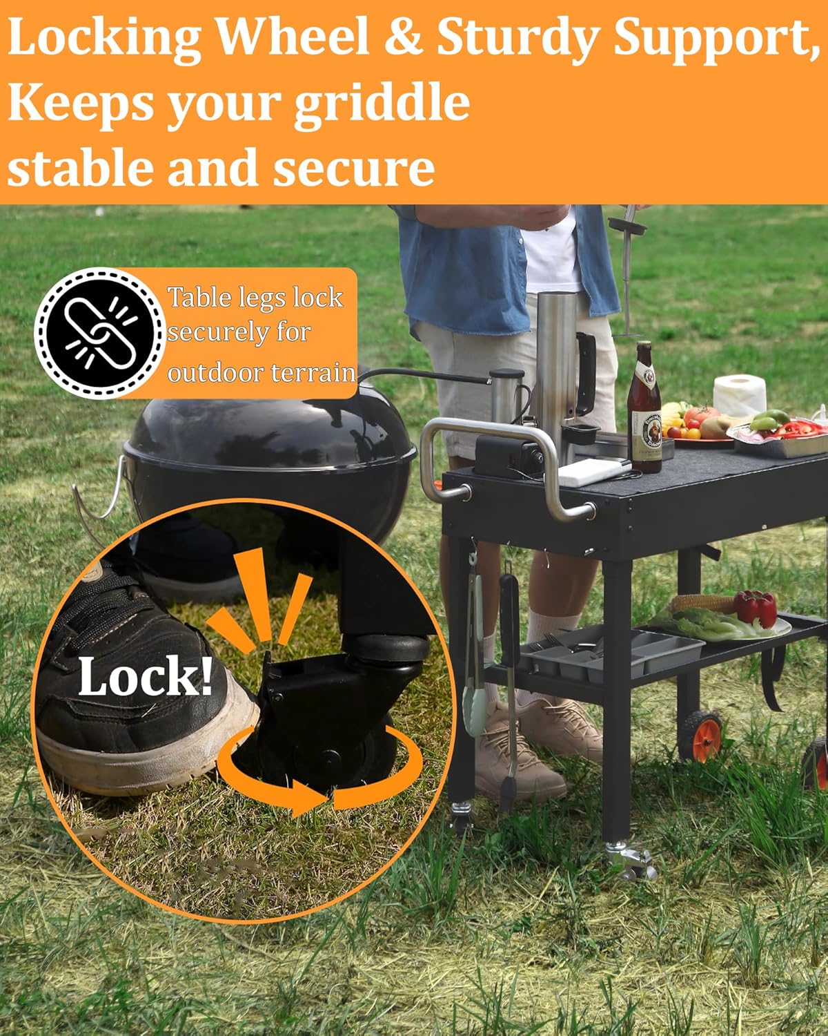 Grill Table For Blackstone Griddle 22 and 17 Inch, Grill Carts and 22 inch Griddle Cover, Foldable Quickly Blackstone Stand Suitable for Travel/Camping And Outdoor Meals