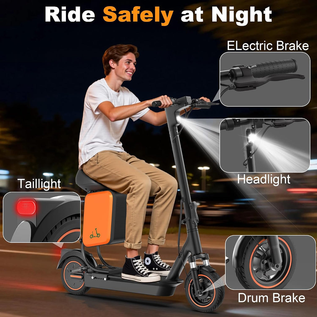 Electric Scooter, 350W-500W Motor, 19 MPH to 22MPH, 15-41 Miles Range, Dual Suspension, Dual Braking, App Control, Foldable Commuter E Scooter for Adults and Teens