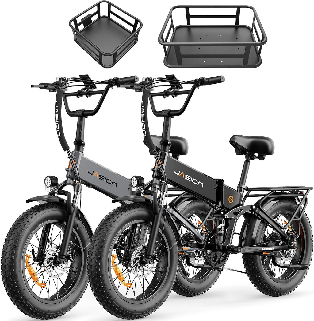 Jasion X Hunter/PRO Electric Bike for Adults,1800W/1400W Peak 20''Fat Tire Foldable Ebike,Folding E Bike Up to 80/70 Miles Range,720/624WH Removable Battery,30 MPH E Bike,Certified by UL2849