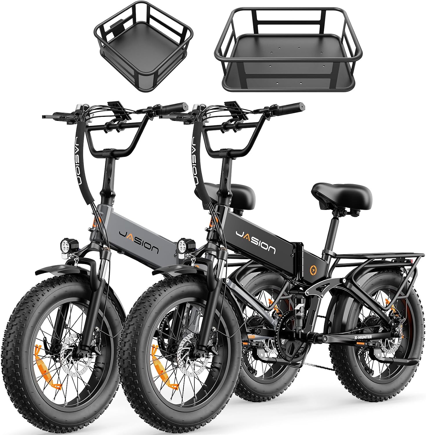 Jasion X Hunter/PRO Electric Bike for Adults,1800W/1400W Peak 20''Fat Tire Foldable Ebike,Folding E Bike Up to 80/70 Miles Range,720/624WH Removable Battery,30 MPH E Bike,Certified by UL2849