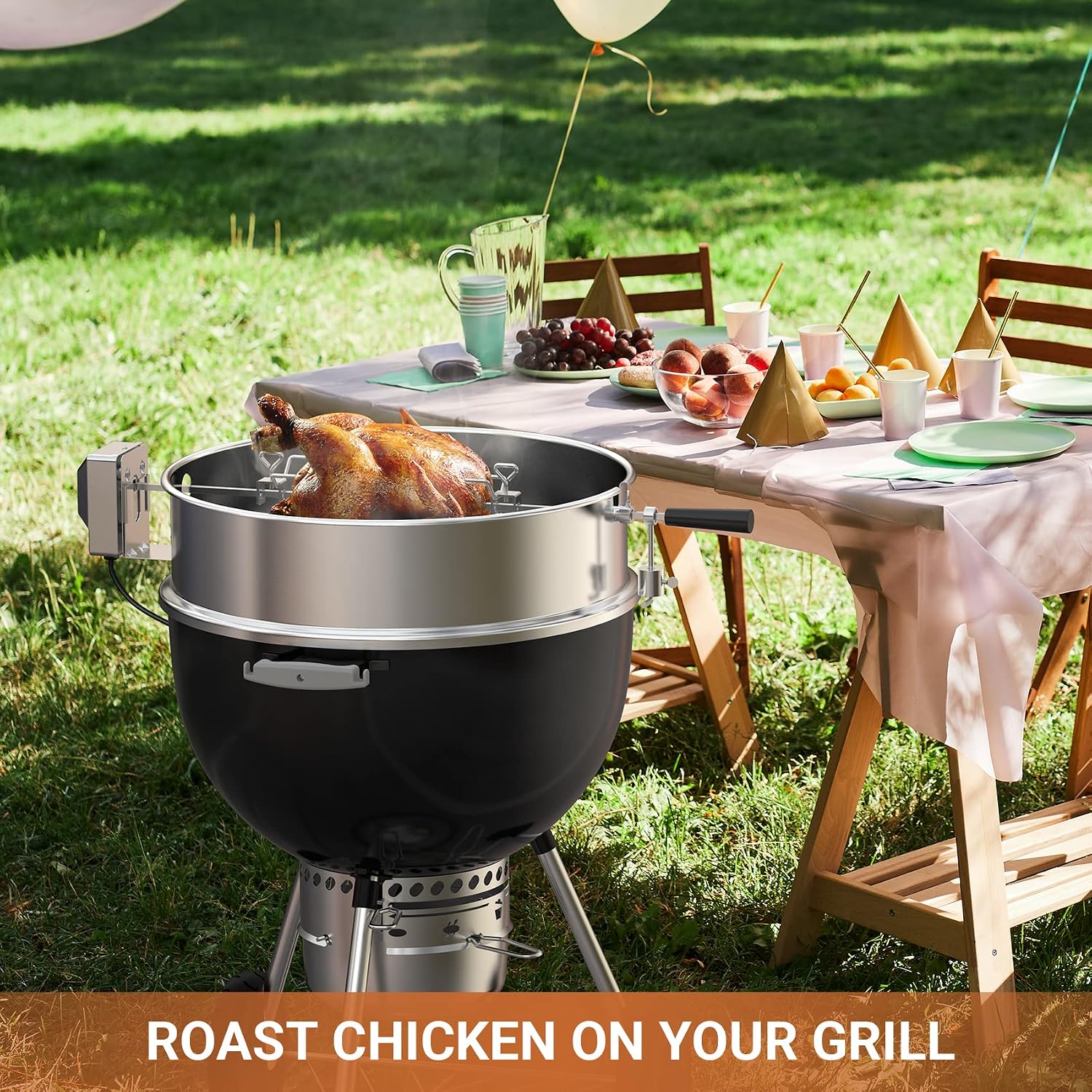 Onlyfire Stainless Steel Rotisserie Ring Kit Barbecue Accessories for Weber 22' Kettle Grill and Other Similar Size Grills