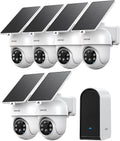 ANSQUE Security Cameras Wireless Outdoor Home System, 6 Camera Kit, No Subscription Fees, Solar Powered, Local Storage, 365-Day Battery Life, 360°PTZ Surveillance, Auto Tracking, 2K Color Night Vision