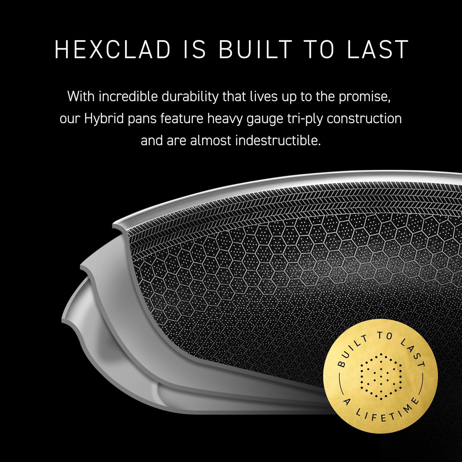 HexClad Hybrid Nonstick 14-Inch Wok with Stainless Steel Lid, Stay-Cool Handles, Dishwasher-Friendly, Oven-Safe Up to 900°F, Induction Ready, Compatible with All Cooktops