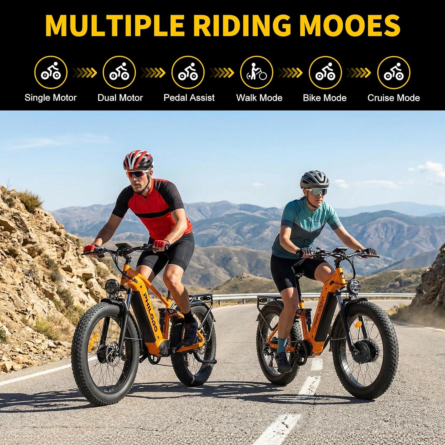 5000w Dual Motor E-Bike 60V Electric Bike for Adults,45 MiIe P-Hour Full Suspension Hydraulic Disc Brakes EBike,26/24x4 Fat Tires Mountain Bikes for All Terrain Snow/Sand