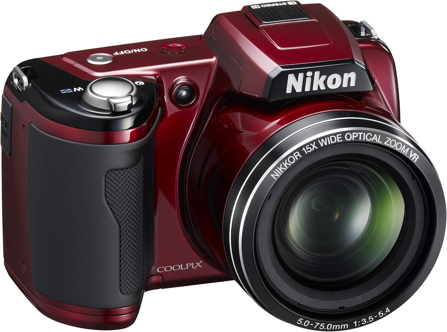 Nikon Coolpix L110 12.1MP Digital Camera with 15x Optical Vibration Reduction (VR) Zoom and 3.0-Inch LCD (Red)