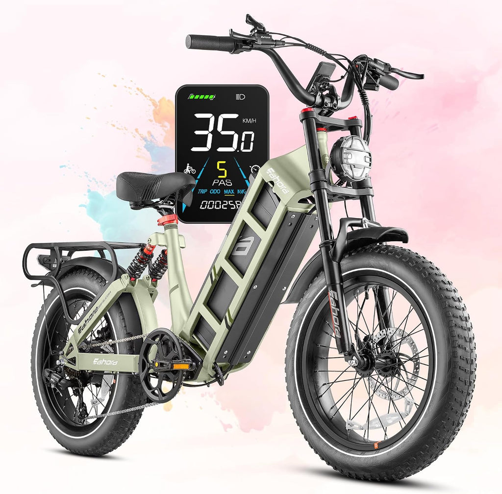 eAhora 2026 Juliet Pro 2 43-31Mph Electric Bike for Adults 5400W Dual Motor Ebike 60V/70Ah 48V/60Ah 200+Miles Long Range Electric Bicycle 20' Fat Tires Full Suspension Electric Mountain Bike