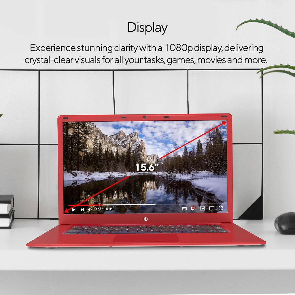 15.6' Full HD Intel 4GB RAM 64GB SSD Laptop with Windows 11 - Red
