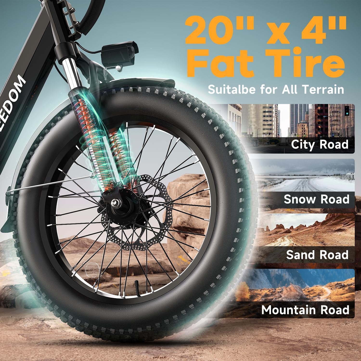 vefreedom Electric Bike for Adults with Peak 1500W Motor, 48V 20Ah Removable Battery Fast Ebike,Max 70Miles,20' x4.0 Fat Tire Commuting Electric Mountain Bike,7-Speed, Step-Thru Bicycle