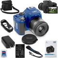 Minolta ProShot 64MP Digital Camera – 10x Optical Zoom, 4K Ultra HD Video, Macro Shooting, Anti-Shake, 3-inch LCD Screen, Face Detection – Includes 32GB SD Card, Battery & Case (Blue)