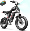 Rakowe Electric Bike for Adults, 1000W-2000W Peak, 20' Fat Tire Electric Dirt Bike, 48V Removable Battery, Up to 30-34MPH & 45-80 Miles, Full Suspension, Dual Disc Brakes, 7-Speed All-Terrain E-Bike