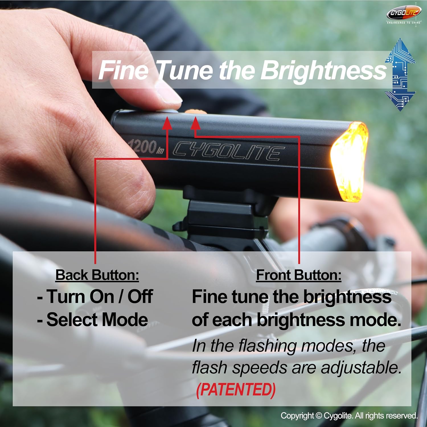 Cygolite Velocity 1600, 1200, 1000, 800 Lumen USB-C Bike Lights – Anodized Aluminum Alloy – 9 Light Modes – Fine Tunable Brightness - Compact, IP67 Waterproof – Hard Mount – Road & Mountain
