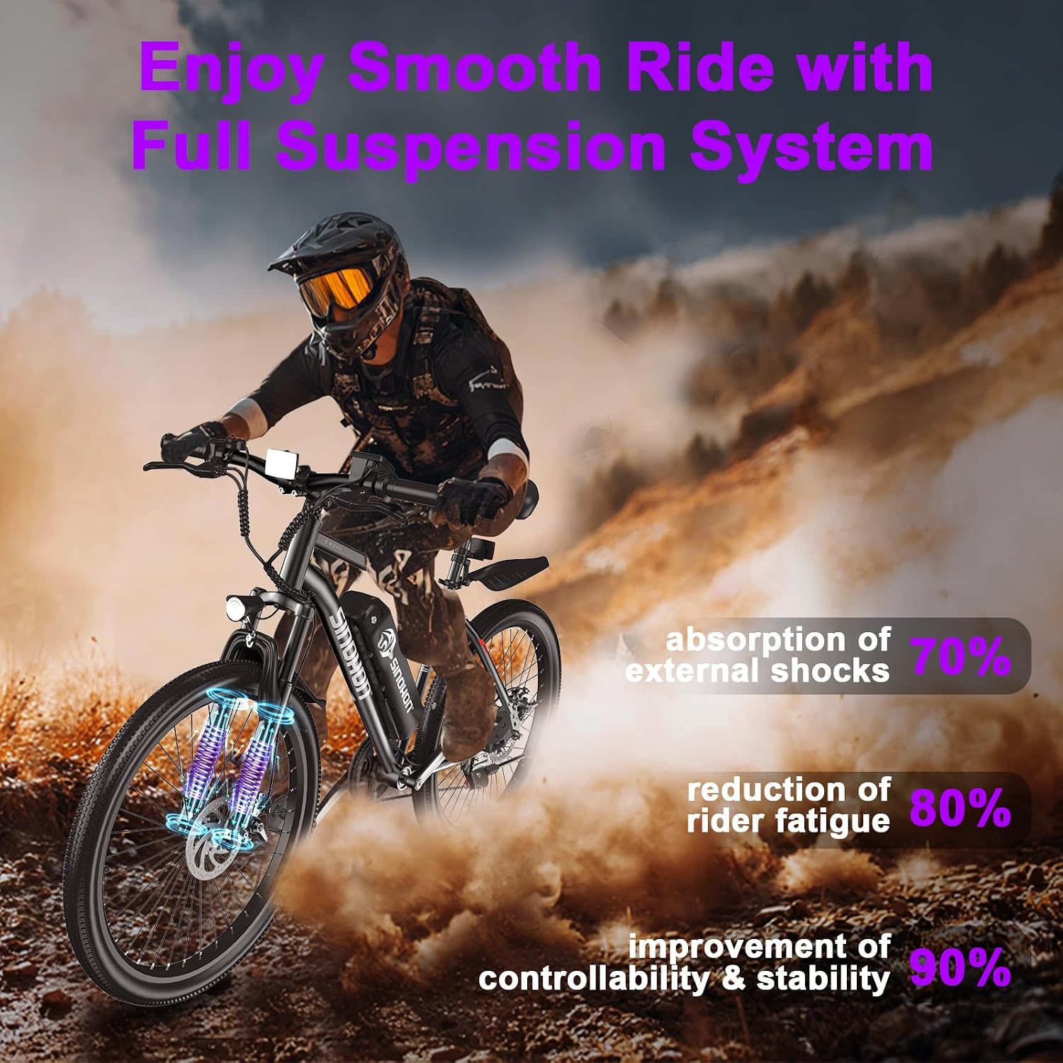 26' Electric Bike for Adults, E-Bike Commuter–500W Brushless Motor,375/749WH, 7-Speed, Front Suspension Fork, 20/28MPH Top Speed, 40+ Miles Long Range