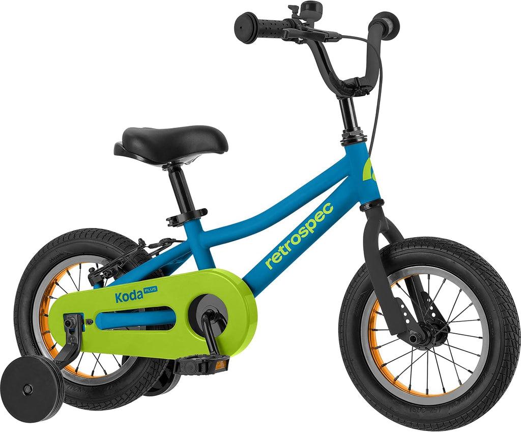 Retrospec Koda Plus Kids Bike for Boys & Girls Ages 2-3 Years - Children's Bicycle, Adjustable Seat & Handlebars, Removable Training Wheels, Front Hand Brakes, Rear Coaster Brake & Safety Bell