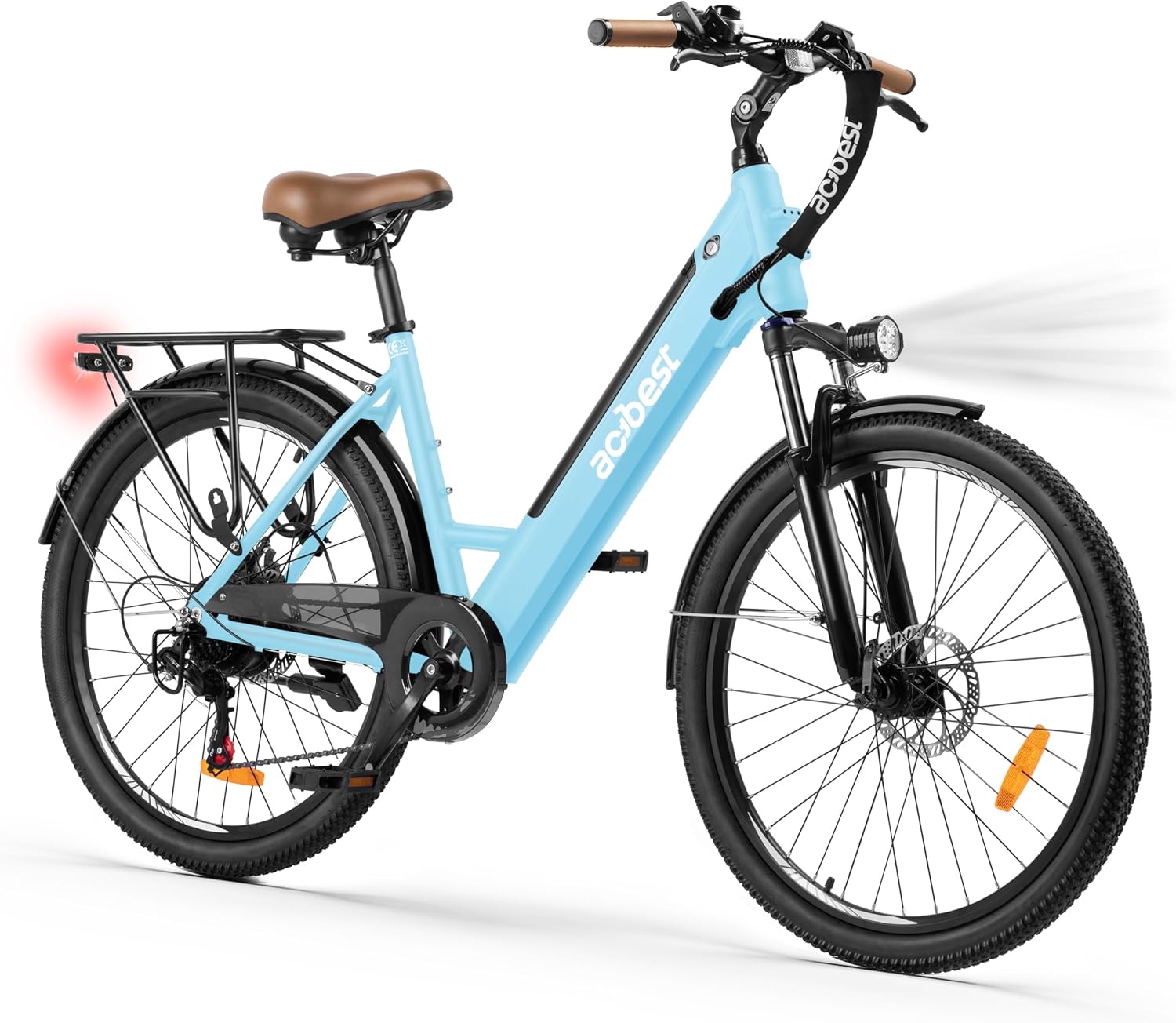ACTBEST Core Electric Bike for Adults - 468Wh Removable Battery, 26 inch Step Thru Electric Bicycle, Peak 750W Brushless Motor Cityrun Ebike, with 7 Speed, Up to 50 Miles