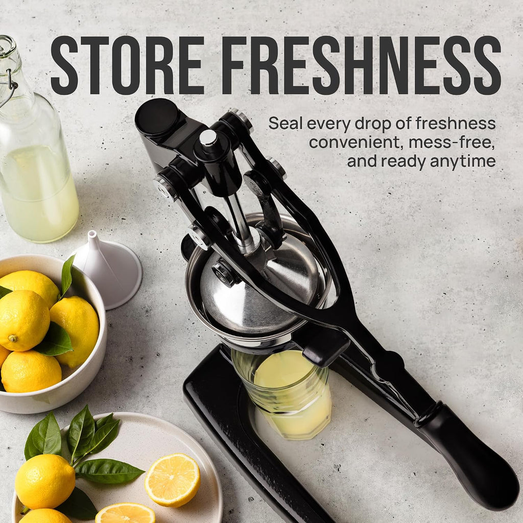 Zulay Kitchen Extra Tall Cast Iron Juicer - Fits Any Glass, Heavy Duty Manual Citrus Juicer with Detachable Strainers for Easy Cleaning, Perfect for Bartenders, Juice Lovers & Health Enthusiasts
