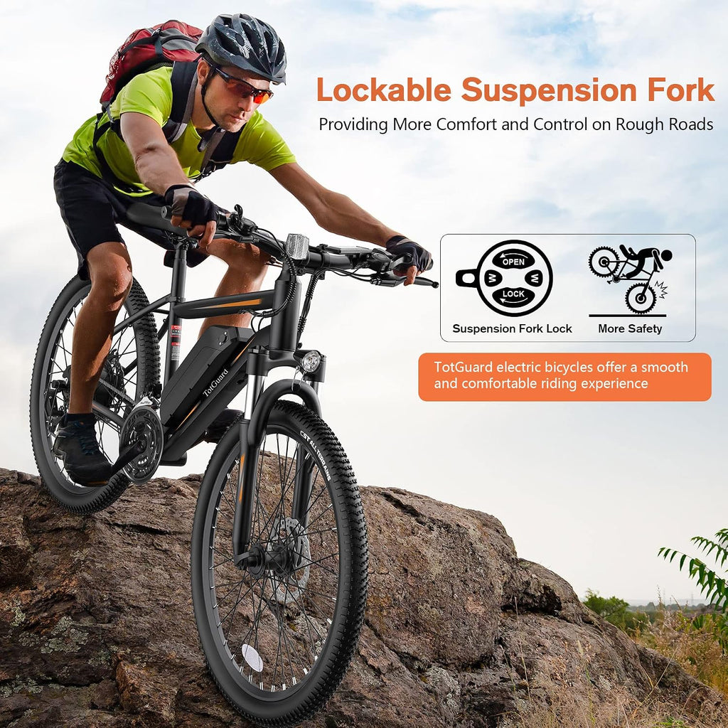 TotGuard Electric Bike for Adults, 27.5' Electric Bike 500W Ebike 19.8MPH Adult Electric Bicycles Electric Mountain Bike,48V 499WH Removable Lithium Battery,21-Speed Gears,Lockable Suspension Fork