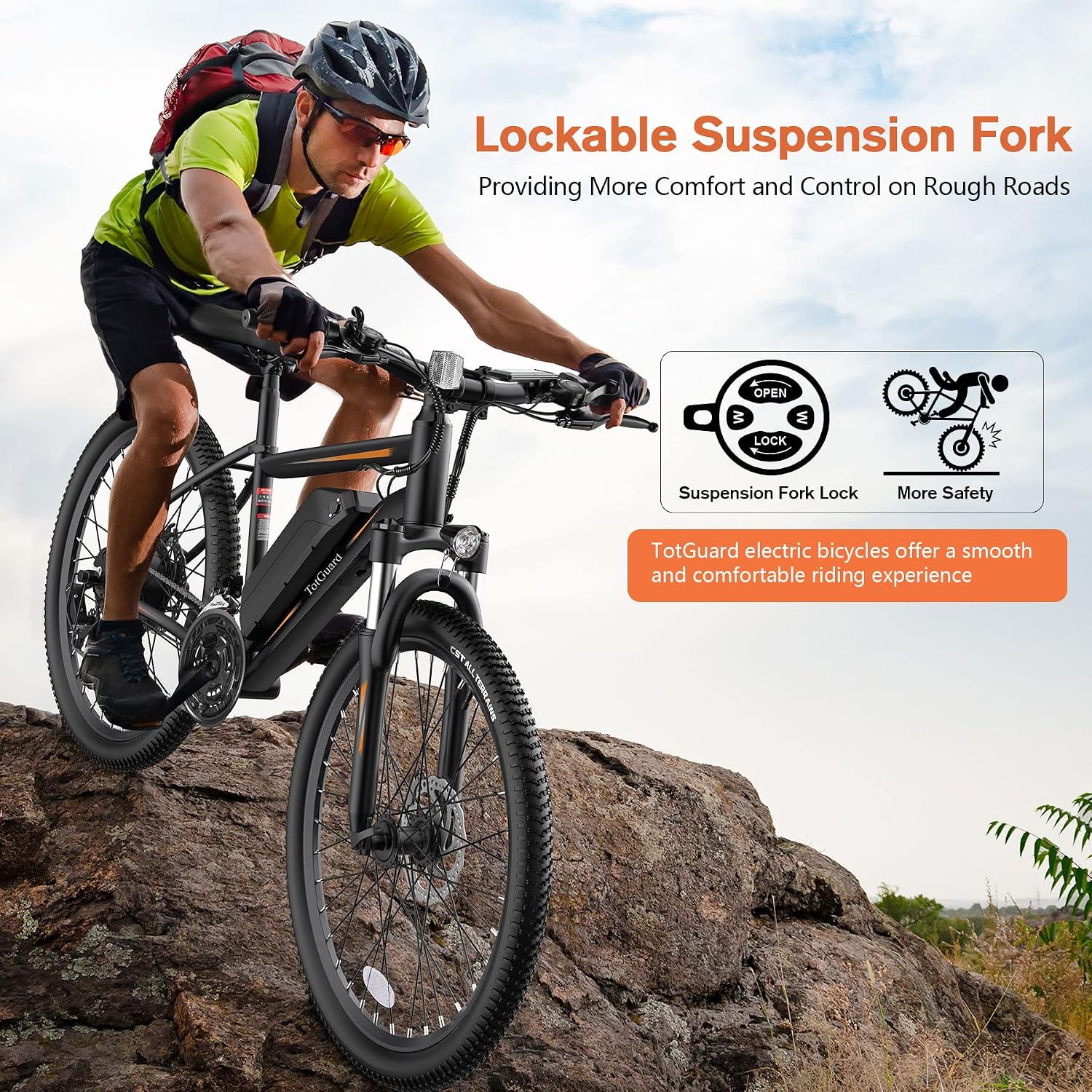 TotGuard Electric Bike for Adults, 27.5' Electric Bike 500W Ebike 19.8MPH Adult Electric Bicycles Electric Mountain Bike,48V 499WH Removable Lithium Battery,21-Speed Gears,Lockable Suspension Fork