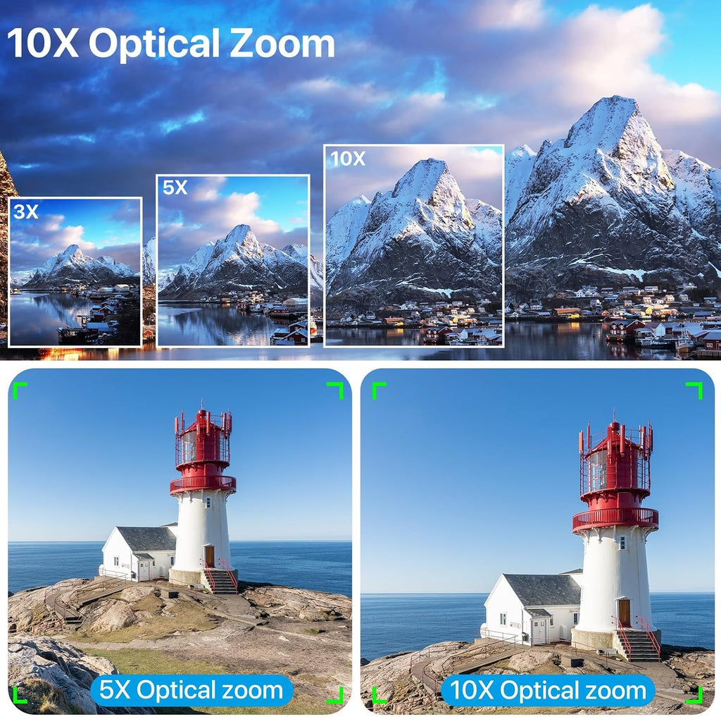 FJFJOPK 5K Video Camera Camcorder, 10X Optical Zoom 48MP UHD 30FPS Vlogging Camera for YouTube, Photography Recorder Camera with 270° 3' Rotation Screen, Microphone, Stabilizer, Remote Control