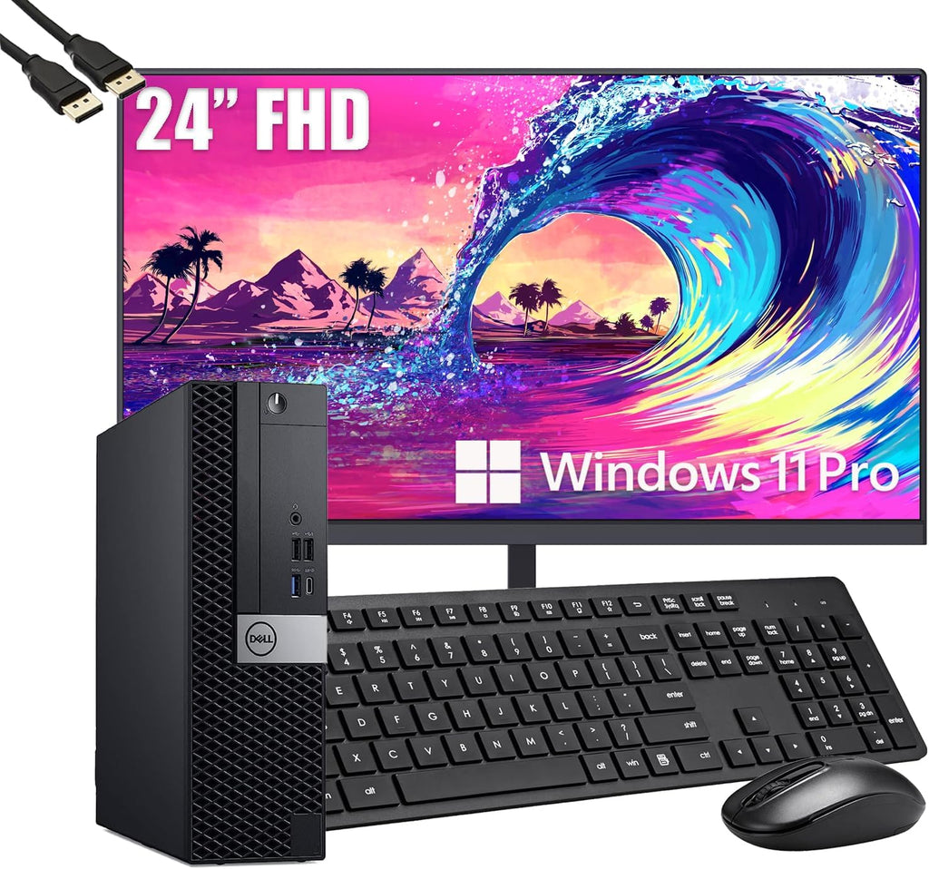 Dell OptiPlex 7050 SFF Desktop Computer PC with 24' FHD Monitor, Intel Core i5-6500, 16 GB RAM, 512 GB SSD, Keyboard & Mouse, Windows 11 Pro (Renewed)