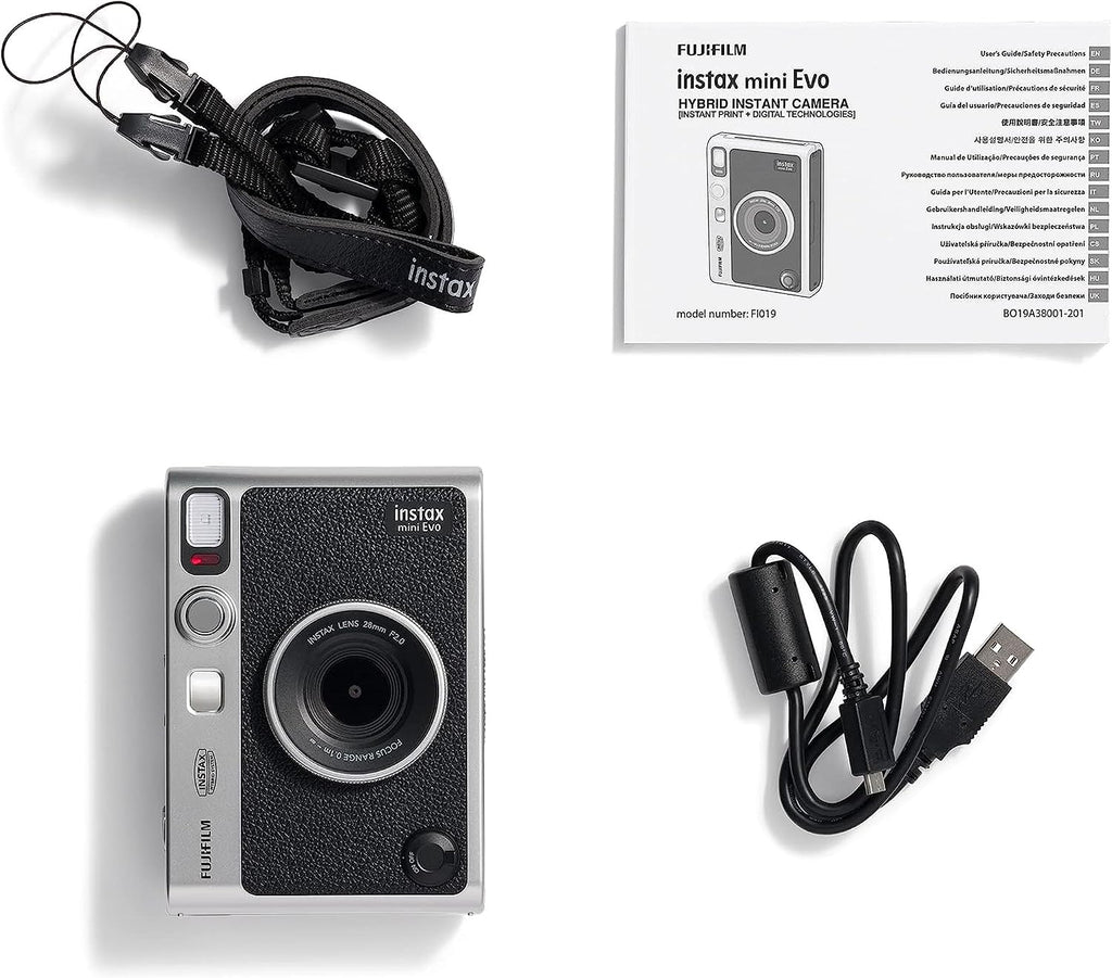 Instax mini EVO 2-in-1 Photo Camera and Printer with a 2.7 inch LCD Screen, 10 Lens and 10 Film Effects, mini Film Format, Black