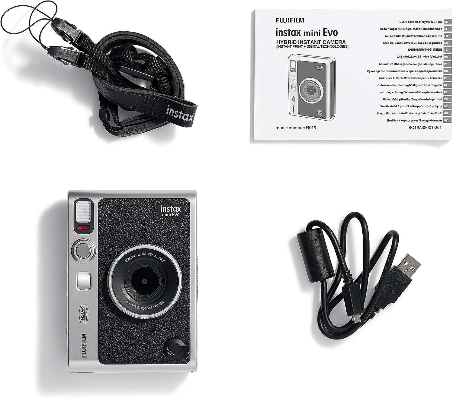 Instax mini EVO 2-in-1 Photo Camera and Printer with a 2.7 inch LCD Screen, 10 Lens and 10 Film Effects, mini Film Format, Black