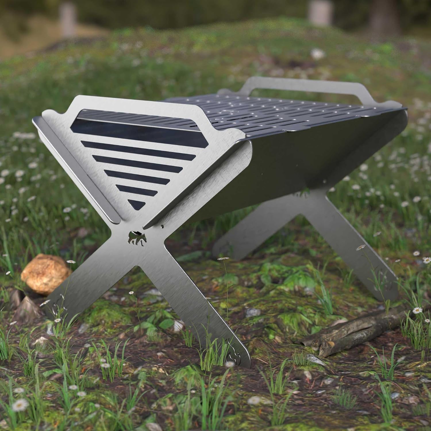 BBQ Grill Set | BBQ Grill with Stainless Steel Portable Instant Foldable Fire Set with Carrying Bag for Outdoor, Camping, Camp, Campfire (X-Grill)