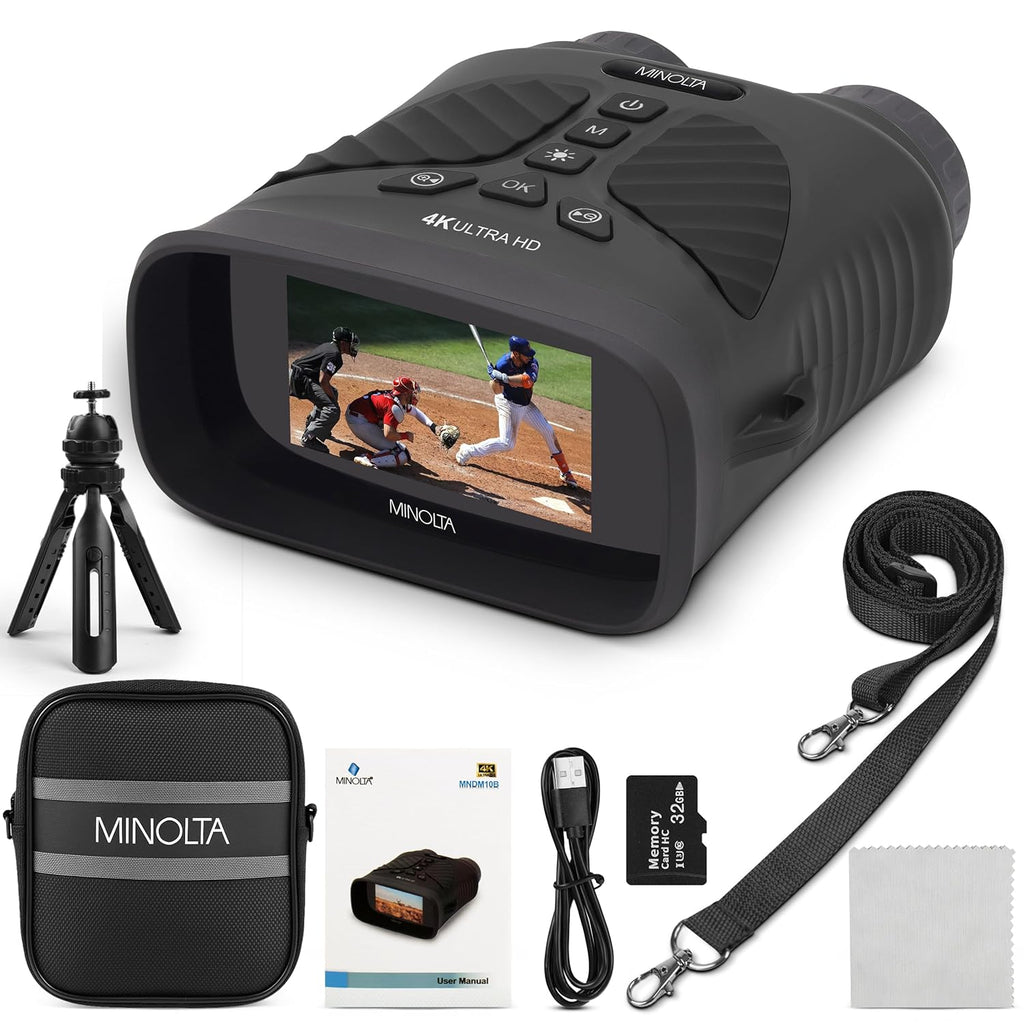 Minolta 10x25 Digital Night Vision Monocular w/Built-in 4K HD Video Camera (Black)