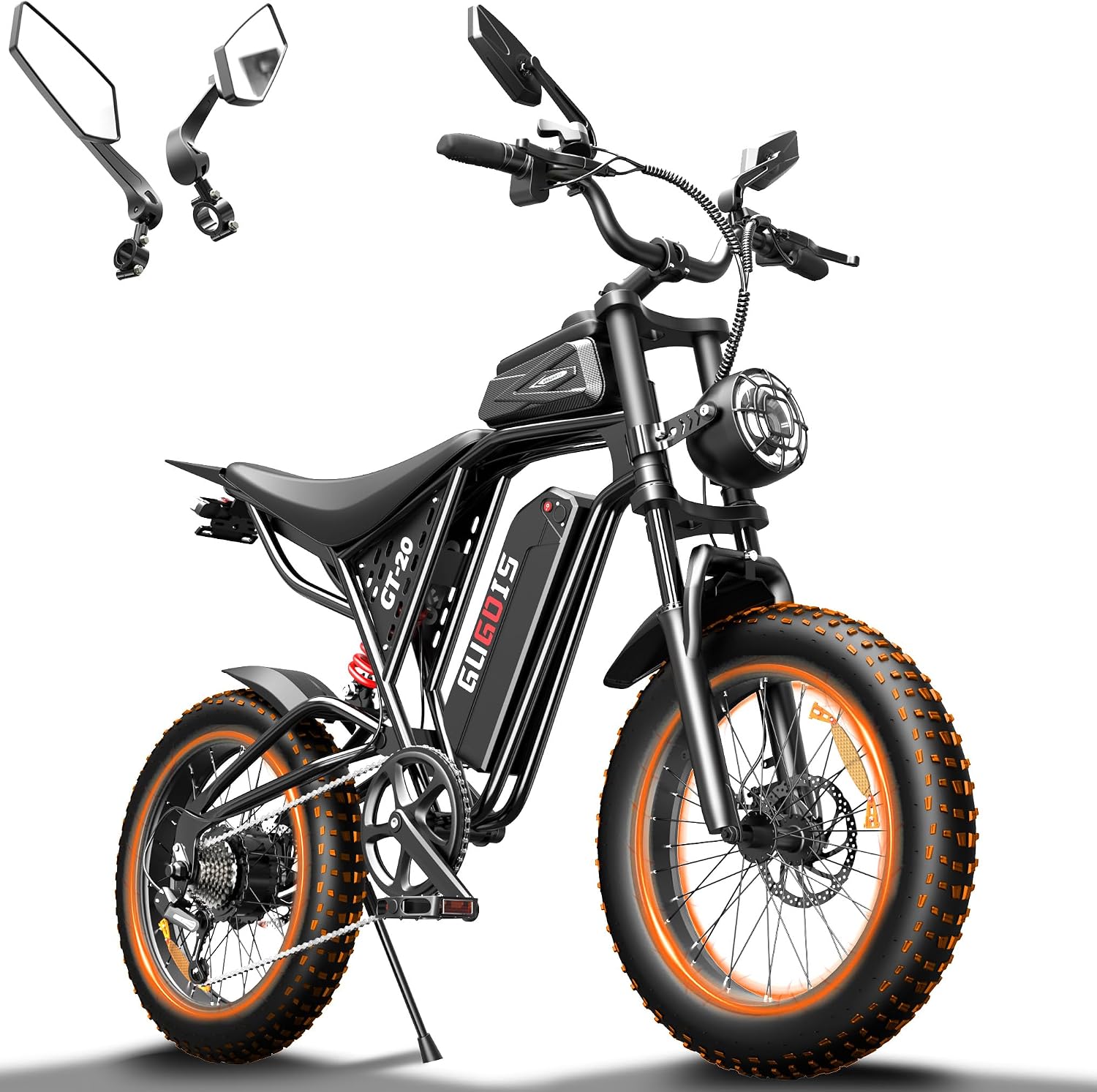 Rakowe Electric Bike for Adults, 1000W-2000W Peak, 20' Fat Tire Electric Dirt Bike, 48V Removable Battery, Up to 30-34MPH & 45-80 Miles, Full Suspension, Dual Disc Brakes, 7-Speed All-Terrain E-Bike